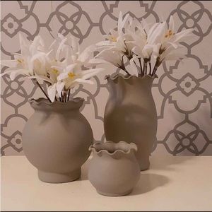 Unique Gray Glass Vases-Set of 3